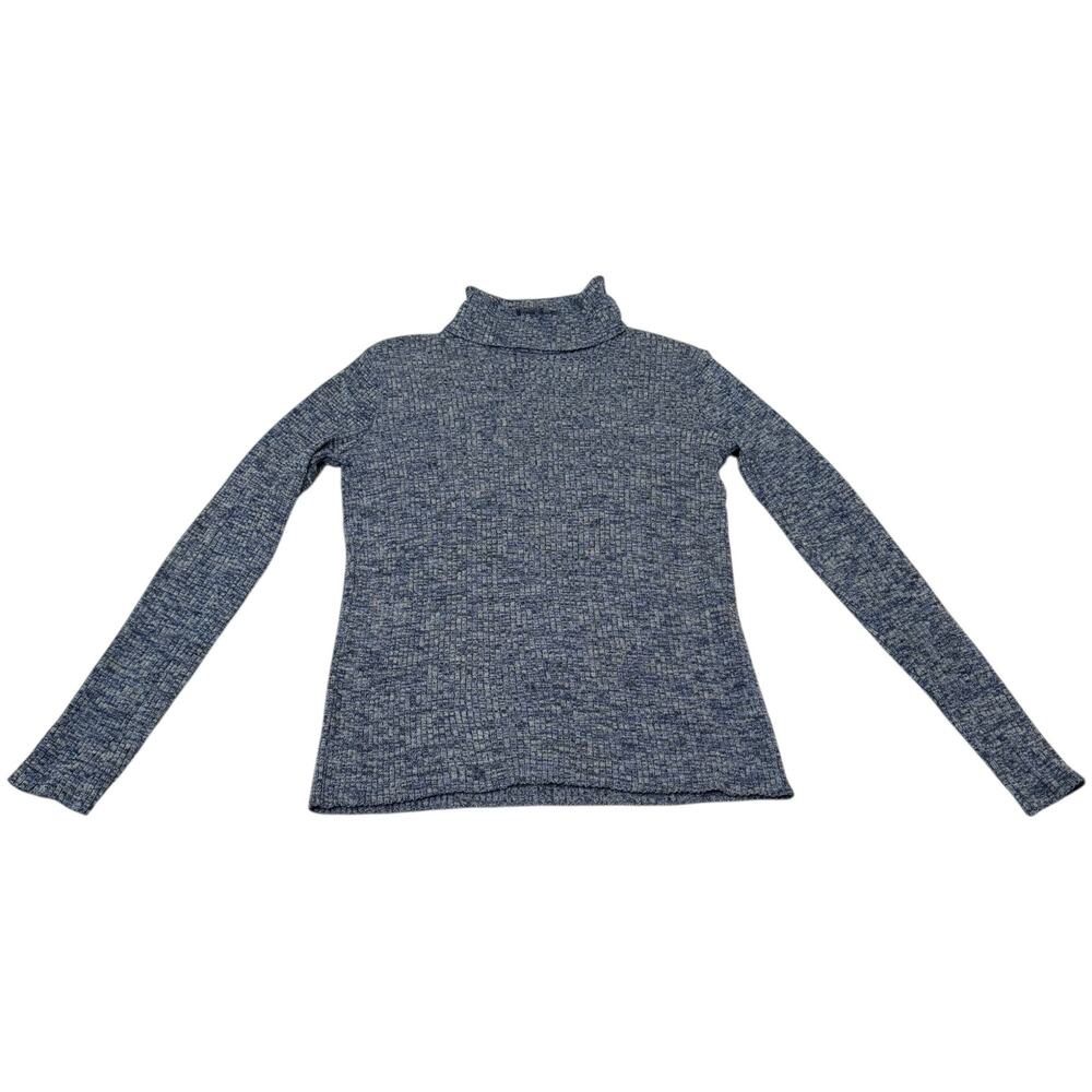 SIYU Turtleneck Sweater Long Sleeve Merino Wool Ribbed Knit Blue SP 40 / US 6